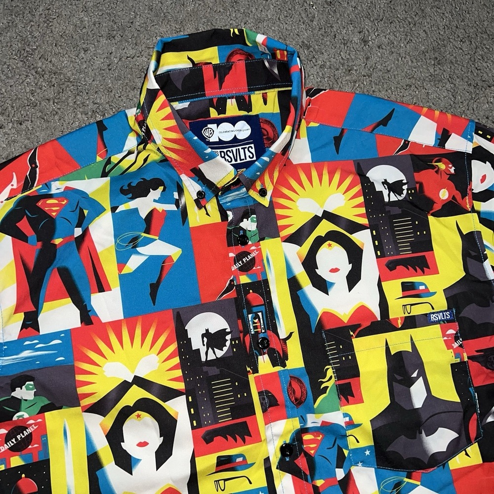 RSVLTS X Warner Brothers 100 The Brave And The Bold DC Comics Heroes Shirt Large